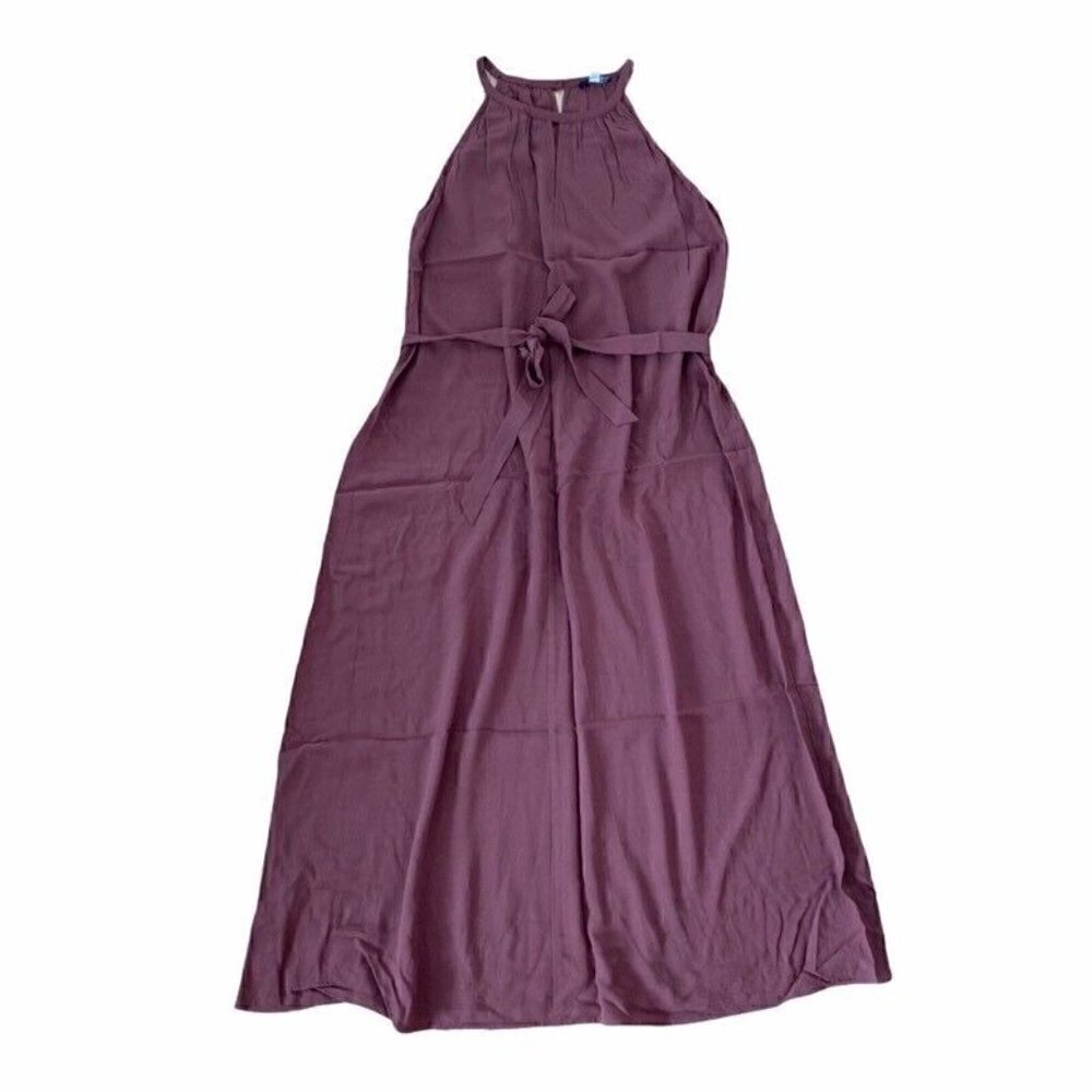 Eileen Fisher Women's A Line Dress Orange Ruched Maxi Halter Sleeveless Small